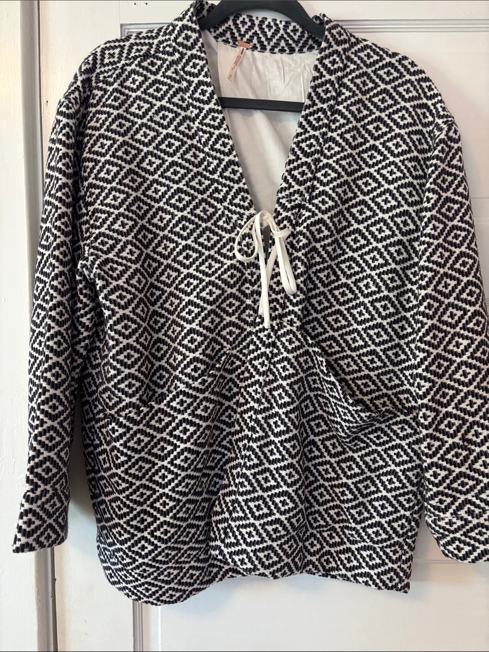 Free peopleBlack and White Geometric Knit Jacket